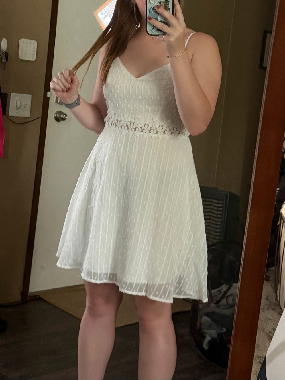 SHEIN White Sleeveless Eyelet A-Line Mini Dress